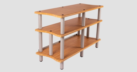 Monolith by Monoprice Heavy Duty Double-Wide 3-Tier AV Stand, 47.2" Wide, Maple