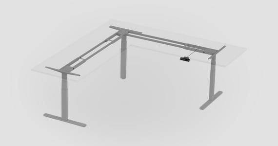Workstream Triple-Motor Height-Adjustable L-Shaped Corner Frame, Gray