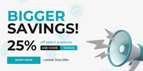 Bigger Savings! 25% Off Select Products. Use Code: TAKE25. Limited Time Offer. Shop Now.