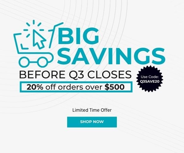 Big Savings Before Q3 Closes. 20% Off Orders Over $500. Use Code: Q3SAVE20. Limited Time Offer. Shop Now.