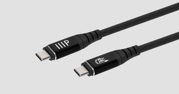 Monoprice USB4 40Gbps Cable - 240W EPR, 8K HDR, USB-IF Certified, Braided, Ultra High-Speed, 3ft, Black