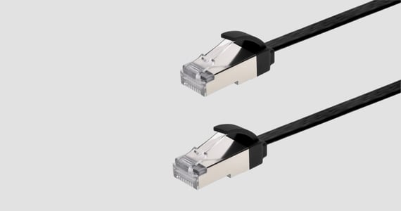 Cat6A Ethernet Patch Cable - Slim, Flat, U/FTP, 32AWG, 20ft, Black | Lifetime Warranty