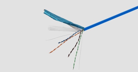 Monoprice Cat5e 1000ft Blue CMR Bulk Cable, Shielded (F/UTP), Solid, 24AWG, 350MHz, Pure Bare Copper, Spool in Box, No Logo, Bulk Ethernet Cable