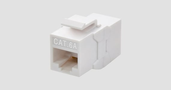 Monoprice Cat6A RJ45 Inline Coupler Type Feedthrough Keystone Jack for 22-24AWG Solid Wire, Permanent Link, White