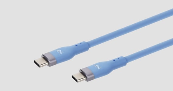 Monoprice USB-C to USB-C Silicone Charging Cable - USB 2.0, 240W PD, Ultra Flexible, 10ft, Blue