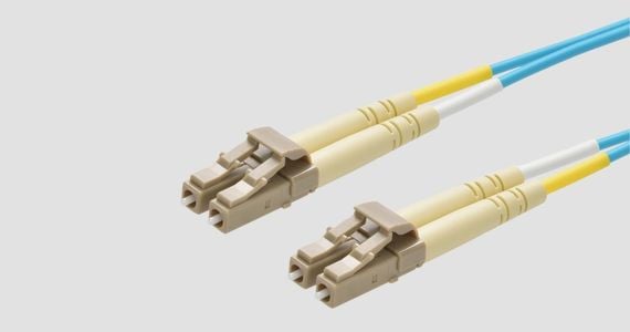 Monoprice Multi-Mode OM3 Fiber Optic Cable - LC-LC UL 2mm 50/125 OFNR Duplex Aqua 2m