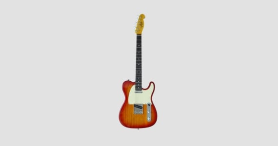 Indio by Monoprice Retro DLX Plus Solid Ash Electric Guitar with Gig Bag, Cherry Red Burst