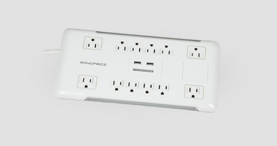 Monoprice 12 Outlet Power Surge Protector with 2 Built-In USB Charger Ports - 4320 Joules