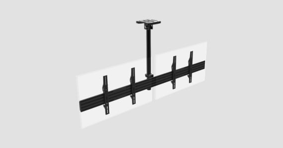 Monoprice Commercial Series 2x1 Panel Menu Board Adjustable Tilt Ceiling TV Mount for Displays Between 32in and 65in, Max Weight 66 lbs. ea., VESA Patterns up to 600x400