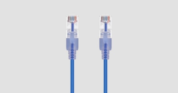 Monoprice Cat6A Ethernet Patch Cable - SlimRun, Snagless RJ45, 550MHz, UTP, Pure Bare Copper, 10G, 30AWG, 10-Pack, 0.5ft, Blue