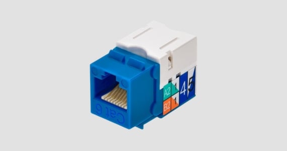 Monoprice Cat6 Punch Down Keystone Jack for 22-24AWG Solid Wire, Blue