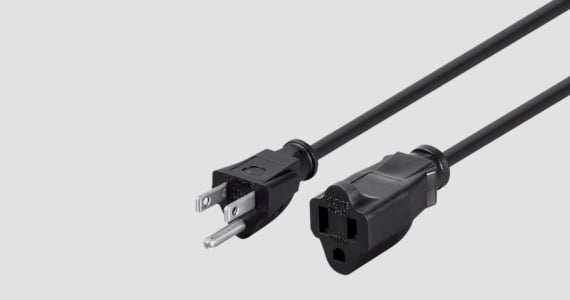 Monoprice Extension Cord - NEMA 5-15P to NEMA 5-15R, 14AWG, 15A/1875W, 3-Prong, Black, 6ft