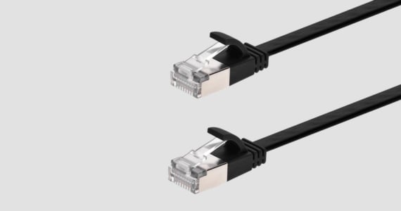 Monoprice Cat8 Ethernet Patch Cable - Slim, Flat, U/FTP, 32AWG, Molded Boot, 0.5ft, Black
