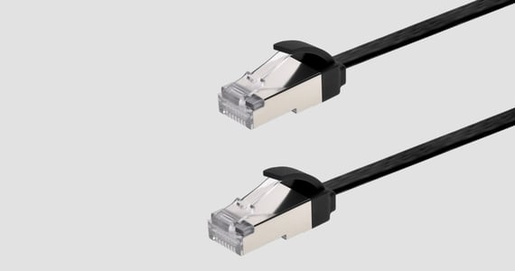Monoprice Cat6A Ethernet Patch Cable - Slim, Flat, U/FTP, 32AWG, Molded Boot, 7ft, Black