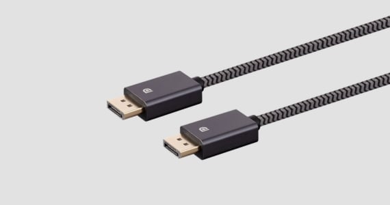 Monoprice DisplayPort 1.4 EasyPlug Nylon Braided Cable, 3ft, Gray (10 Pack)