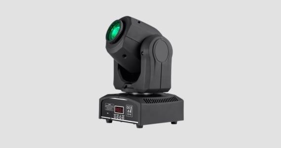 Stage Right by Monoprice 30W LED DMX Spot Moving Head Stage Light with 7 Colors and Gobos