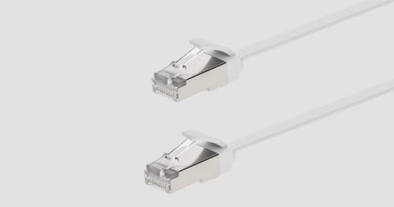Monoprice Cat6A Ethernet Patch Cable - Slim, Flat, U/FTP, 32AWG, Molded Boot, 3ft, White