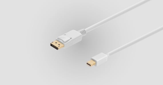 Monoprice Mini DisplayPort to DisplayPort Cable - Bidirectional, 32AWG, Sheilded, Gold Plated, 6ft, White