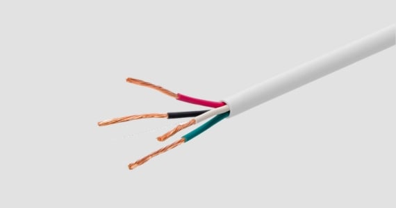 Speaker Wire, CL3 Rated, 4-Conductor, 16AWG, 250ft, White