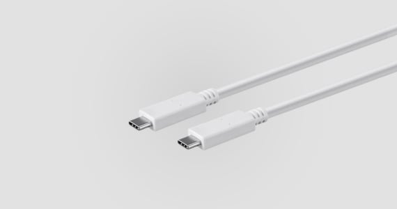 Monoprice Essentials USB Type-C to Type-C 3.1 Gen 1 Cable - 5Gbps, 3A, 30AWG, White, 2m (6.6 ft)
