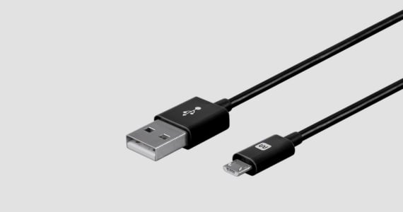 Select Series USB-A to Micro B Cable, 2.4A, 22/30AWG, Black, 10ft