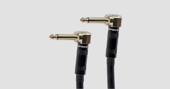 Monoprice 10ft Premier Series 1/4-inch (TS) Right Angle Male to Right Angle Male 16AWG Audio Cable (Gold Plated)