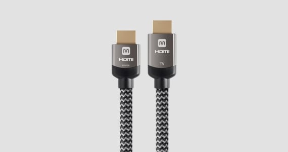 Monoprice 4K High Speed HDMI Cable - Braided - 4K@24Hz, 10.2 Gbps, CL3 In-Wall Rated, Active, 75ft, Grey