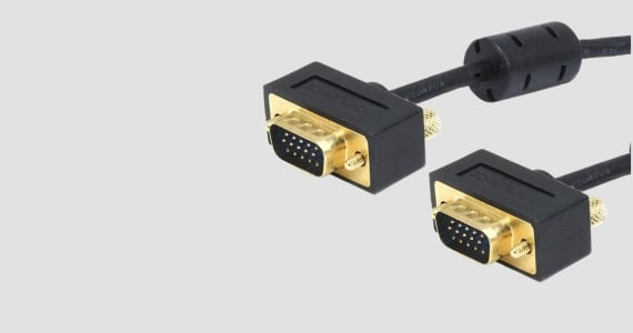 Monoprice 50ft Ultra Slim SVGA Super VGA 30/32AWG M/M Monitor Cable with Ferrites (Gold Plated Connector)