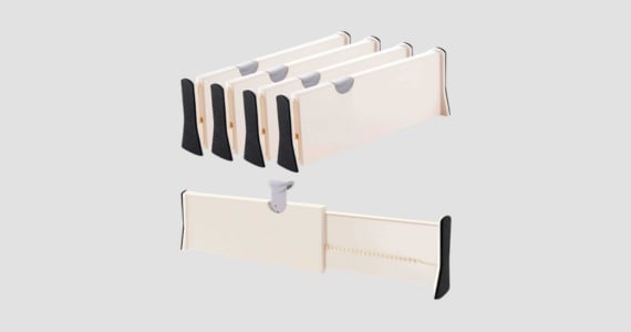 MPM Extra Long 4 pack Drawer Divider, Adjustable Drawer Organizer, Expandable 15-21 in Separator for Kitchen Drawer, Dresser, Closet, Kitchen Utensils, Office, Bathroom, Bedroom
