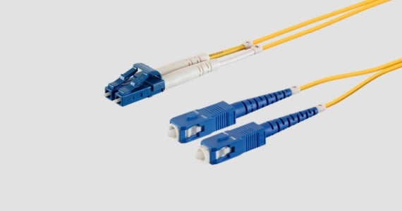 Monoprice Single-Mode Fiber Optic Cable - LC-SC UL 2mm 9/125 OFNR Duplex Yellow 15m