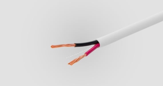 Speaker Wire, CL2 Rated, 2-Conductor, 12AWG, 250ft, White