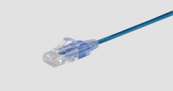 Monoprice Cat6A Ethernet Patch Cable - SlimRun, Snagless RJ45, 550MHz, UTP, Pure Bare Copper, 10G, 30AWG, 5-Pack, 10ft, Blue