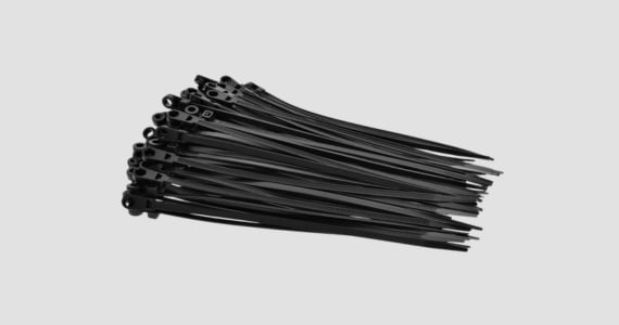 Monoprice Mountable Head Cable Ties 8in 40 lbs, 100 pcs/pack, Black