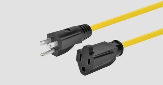 Monoprice Outdoor Extension Cord - NEMA 5-15P to NEMA 5-15R, 14AWG, 15A, SJTW, Yellow, 50ft