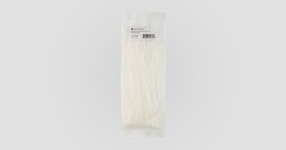 Monoprice Cable Tie 8in 40 lbs, 100 pcs/pack, White