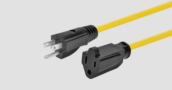 Monoprice Outdoor Extension Cord - NEMA 5-15P to NEMA 5-15R, 14AWG, 15A, SJTW, Yellow, 25ft