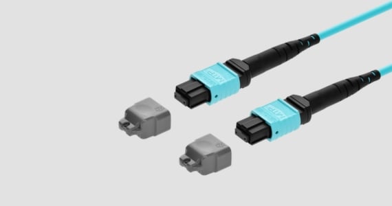 Monoprice Multi-Mode OM4 Fiber Optic Cable – MTP®-12 Elite UPC Female to MTP®-12 Elite UPC Female 12-Fiber OFNP Type B Aqua 15m