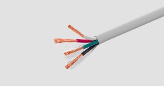 Monoprice Speaker Wire, Burial Rated, 4-Conductor, 14AWG, 250ft, Gray