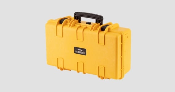 Pure Outdoor by Monoprice Weatherproof Hard Case with Customizable Foam, 22 x 14 x 8 in, Yellow