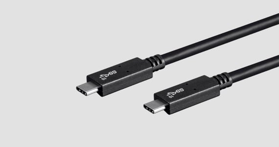 Monoprice Essentials USB-C to USB-C 3.1 Gen 2 Cable - 10Gbps 5A 30AWG Black 1m (3.3ft)