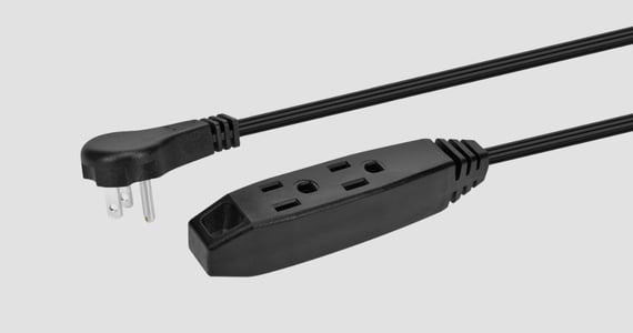 Monoprice 3-Outlet Flat Plug Household Extension Cord, 16AWG, 13A, SPT-2, Black, 10ft