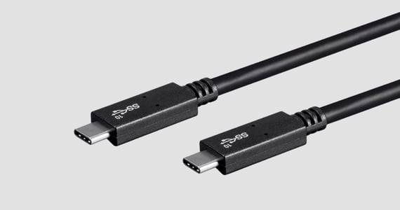 Monoprice Essentials USB-C to USB-C 3.1 Gen 2 Cable - 10Gbps 5A 30AWG Black 0.5m (1.6ft)