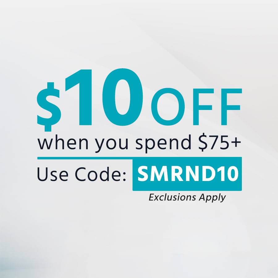 Save $10 when you spend $75 or more using code SMRND10