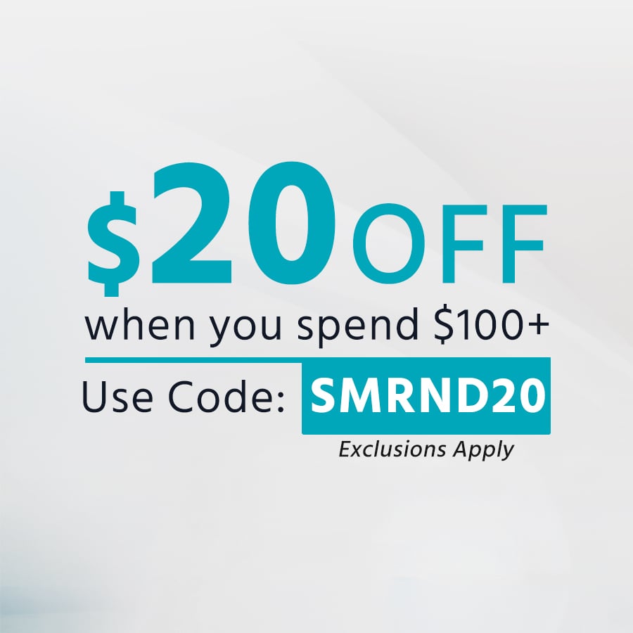 Save $20 when you spend $100 or more using code SMRND20