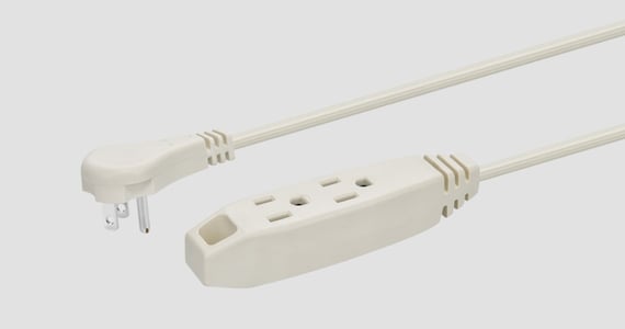 Monoprice 3-Outlet Flat Plug Household Extension Cord, 16AWG, 13A, SPT-2, White, 6ft