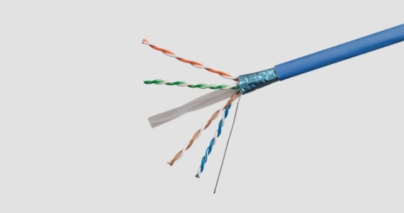 Monoprice Cat6A CMR Bulk Ethernet Cable - UL, TAA, Shielded (F/UTP), Solid, 23AWG, 550MHz, 10G, Pure Bare Copper, Spool in Box, 500ft, Blue