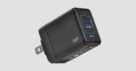 Monoprice Compact 2-Port 45W GaN Charger with Dual Fast-Charging USB-C Ports: For Laptop, Tablets, and Phones