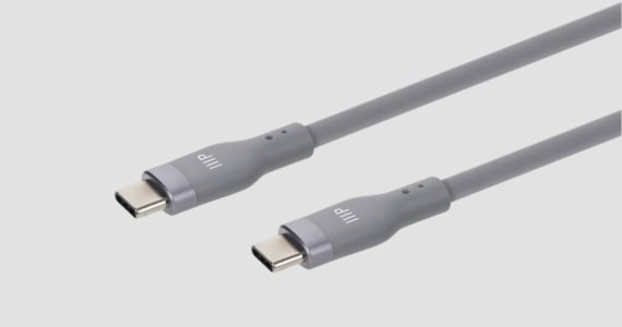 Monoprice USB-C to USB-C Silicone Charging Cable - USB 2.0, 240W PD, Ultra Flexible, 10ft, Gray - 2 Pack