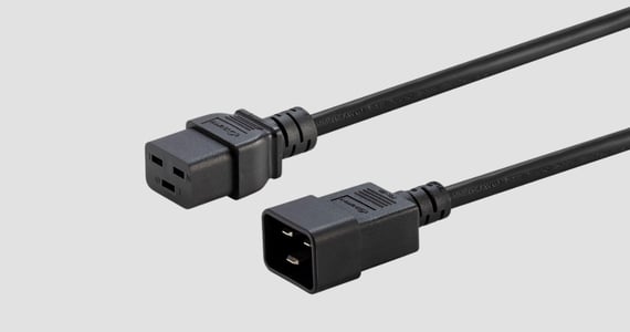 Monoprice Heavy Duty Extension Cord - IEC 60320 C20 to IEC 60320 C19, 12AWG, 20A/2500W, SJT, 250V, Black, 8ft