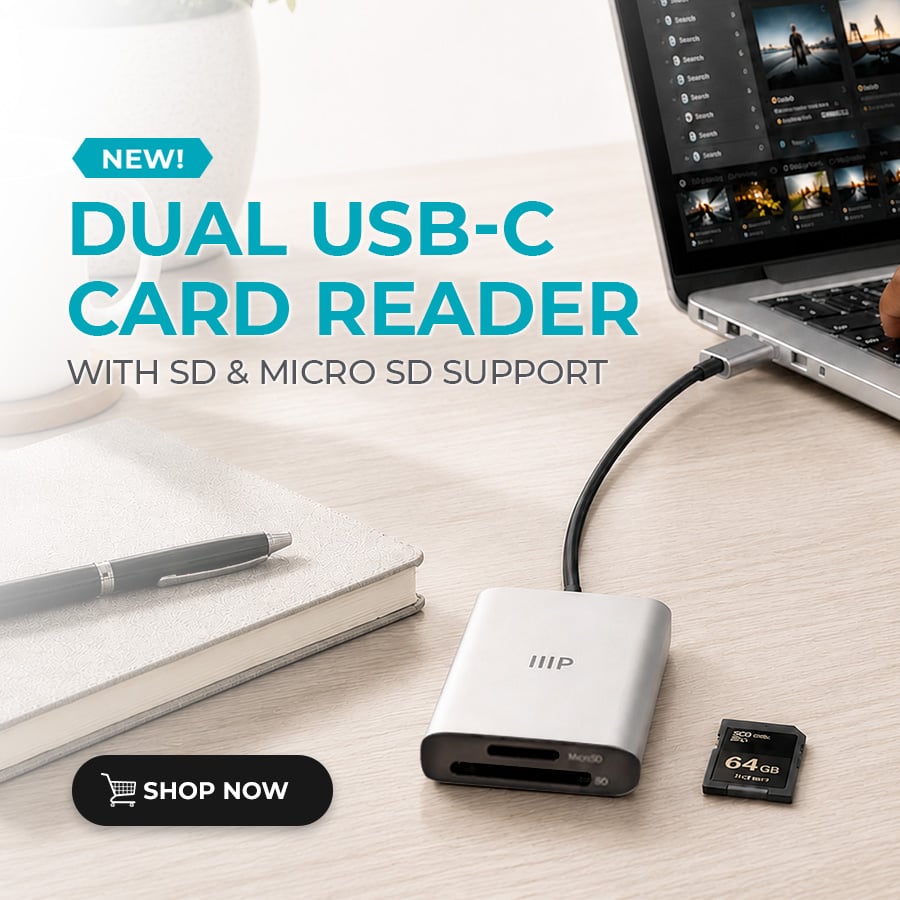 Dual USB-C Card Reader with SD & microSD Support Fast 312 MB/s Transfers for Photos, Videos and Documents